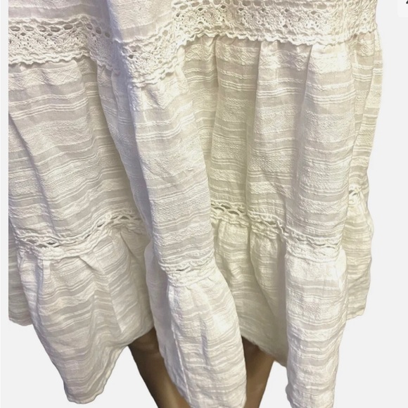 NWT KNOX ROSE WHITE SHORT FLUTTER SLEEVE TIERED BOHO PEASANT SHIFT DRESS - Picture 3 of 8